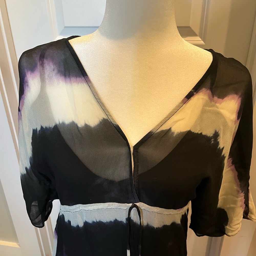 Elegant Sheer Black and Purple maxi dress (Brand EseOese Portuguese)
